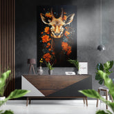 Deer in Flowers Brushed Aluminum Dibond Wall Art.